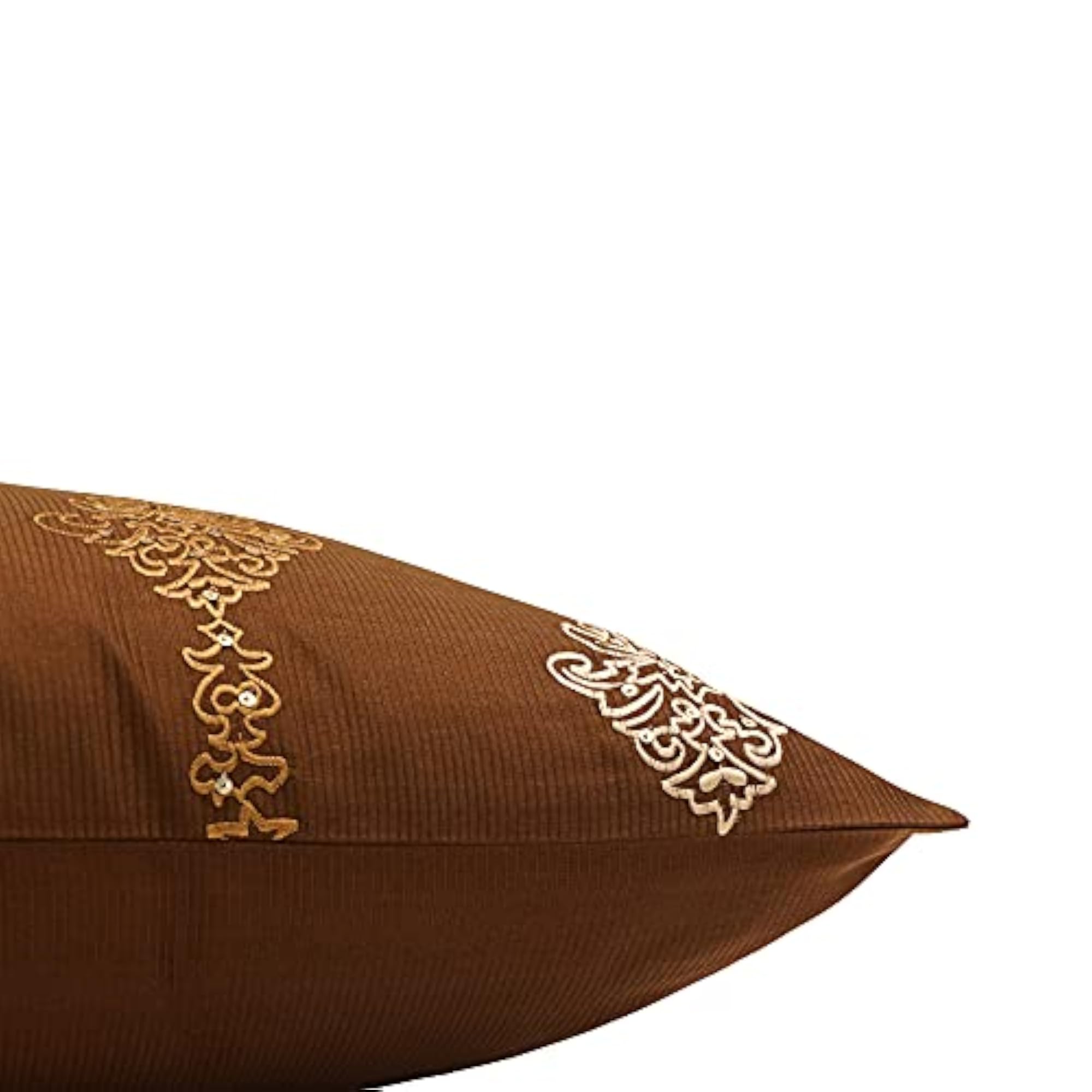 Embroidered Brown Cushion Cover for Home Decor