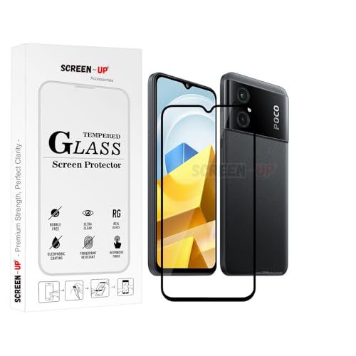 Image of ScreenUp Tempered Glass For Xiaomi Poco M5 - Ultra Clear, 9H Scratch Resistant, Full Coverage, Easy Install Screen Protector