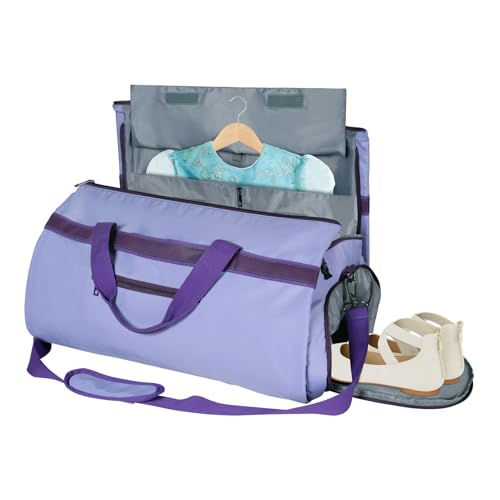 KEEGH Cabrio Reisetasche Kleidersack, 2 in1 Hängetasche Anzugtasche Reisetaschen, Faltbare Reisetasche Handgepäck, Reisetasche Kleidersack mit Schuhfach, Wasserdichte reisetasche kinder mädchen(Lila)