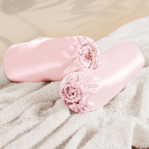 Image of Entisn 28x52 Satin Fitted Crib Sheet 2 Pack, Baby Pink | 8-Inch Deep Pocket Snug Fit, Silky Satin Protects Hair And Skin, No-Slip Reinforced Edges, Machine Washable Fade-Resistant