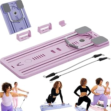 Pilates Board - 2024 Best Pilates Reformer Set, Multi-Purpose Foldable Pilates Reformer Board for Home