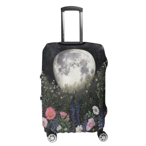 Moon Night Garden Flowers Travel Suitcase Protector Luggage Cover Protective Washable Anti-scratch Baggage Cover4