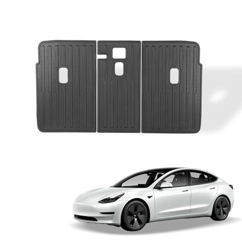 LUCKEASY 3pcs Backrest Mats for 2021-2024 Tesla Model Y 2024 Car Rear Seat Back Backrest Pads Back Seat Cover Mats TPE All Weather Model Y Accessories Seat Protector Black Waterproof
