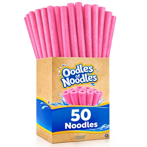 Image of Oodles of Noodles Deluxe Rainbow Swimming Pool Noodles Foam- Pack of 50 - Approx. 48 inch x 2.5 inch Multi-Purpose Foam Tubes, Pool Floats for Water Fun, Exercise, Crafts, Padding, Insulation & More