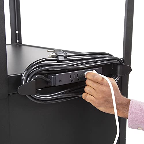 Line Leader Av Cart With Locking Cabinet | Height Adjustable Utility Cart With Pullout Keyboard Tray & Cord Management | Ul Certified Computer Cart & Projector Cart | Easy Assembly (24 X 18 X 42In) #TOP4