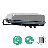 Trailerable Pontoon Boat Cover with Storage Bag, Waterproof Polyester Fabric Fits 17 to 20ft Long & Beam Width up to 102in Pontoon Boat