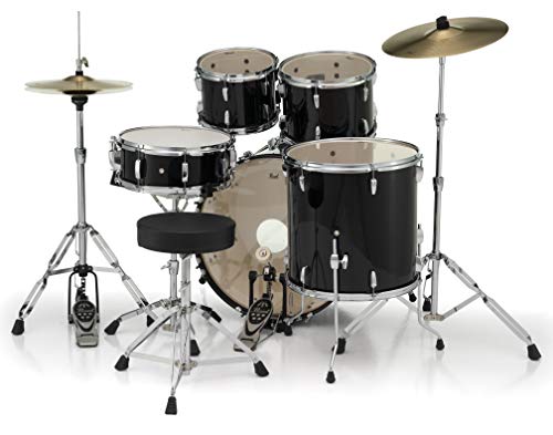 Pearl Roadshow Drum Set 5-Piece Complete Kit With Cymbals And Stands, Jet Black (Rs525Sc/C31) #TOP2