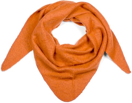 styleBREAKER Damen Großer Strick Dreieck Schal einfarbig meliert | Weiches warmes Winter Dreiecktuch | Strickschal aus Viskose Wolle für kuschlige Looks, Farbe:Orange