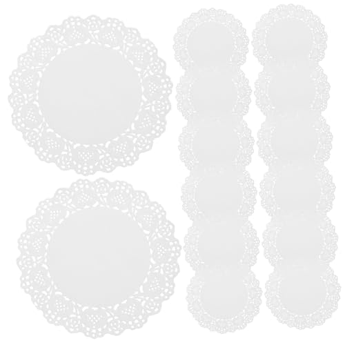 BRIGHTFUFU Safe Paper Material 200pcs Lace Paper Placemat Round Doilies for Party Wedding Birthday Decor