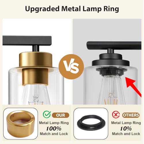 Image of IZORRO Bathroom Light Fixtures, Modern Vanity Lights, Bathroom Lighting Fixtures Over Mirror with Clear Glass Shade, Wall Sconce for Living Room Cabinet Bedroom (Black and Gold, 5-Light)