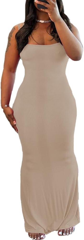 PINSV Women Summer Long Dress Casual Slip Sexy Sleeveless Bodycon Maxi Dresses for Women - Image 5