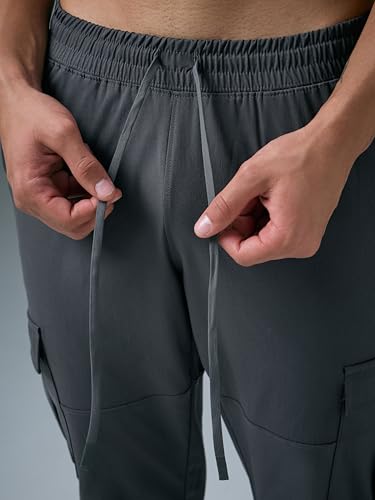 Image of TECHNOSPORT Men's Regular Fit Mid Rise Polyester Solid Cargos for Activewear, Regular Use and Quick Dry