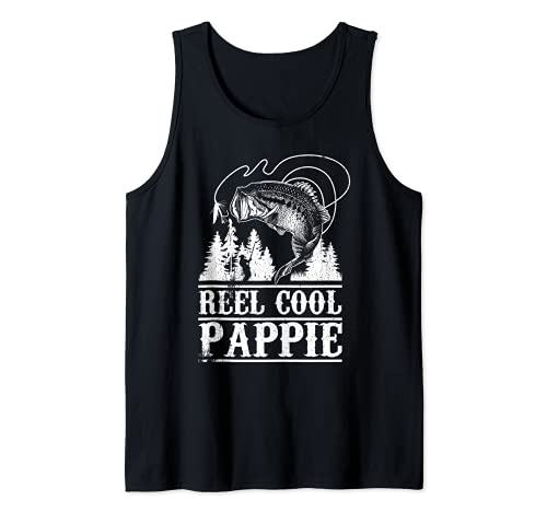 Reel Cool Pappie Funny Fishing Pun Fisherman Dad Grandpa Camiseta sin Mangas