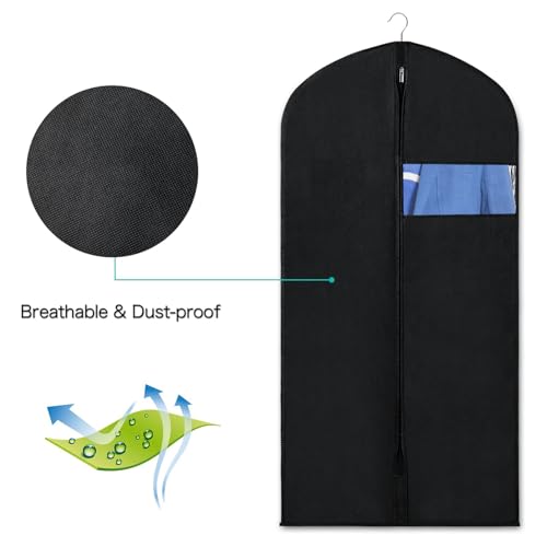 2 x Kleidersack Anzug Schutzhülle, Premium Kleidersäcke mit Reißverschluss, Business Kleidersack 120 x 60 cm, Hochwertige Kleiderhülle für Anzug und Kleid I Atmungsaktive Anzugtasche für Reisen