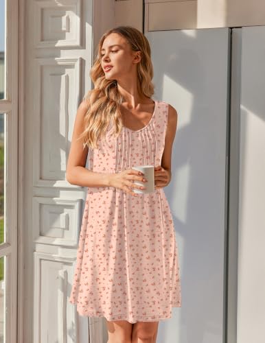Image of Ekouaer Nightgowns for Women Sleeveless Sleep Shirt Tank V Neck Night Gown