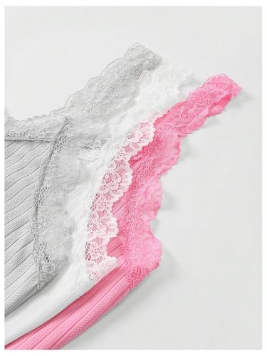 Image of SOLY HUX Women's 3 Packs Nightgowns Soft Sexy Lace Trim Sleep Dress Chemise Pajamas Sleepwear Cami Mini Slip Dresses