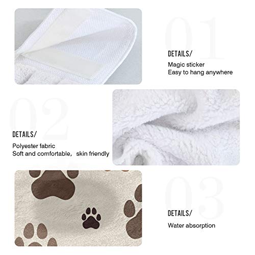 Dogs Paw Prints Hanging Kitchen Towels Animal Pets Bathroom Hand Tie Towel Fast Drying Dish Tea Towels For Bath Tabletop Gym Home Decor Set Of 2 #TOP4