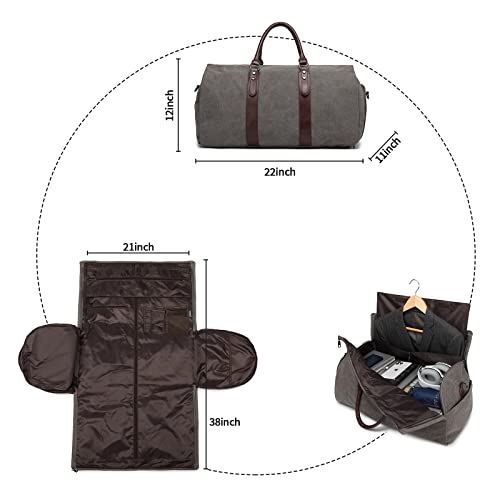 Image of seyfocnia Convertible Travel Garment Bag,Carry on Garment Duffel Bag for Men Women - 2 in 1 Hanging Suitcase Suit Business Travel Bag, Grey-Backpack, Fashion