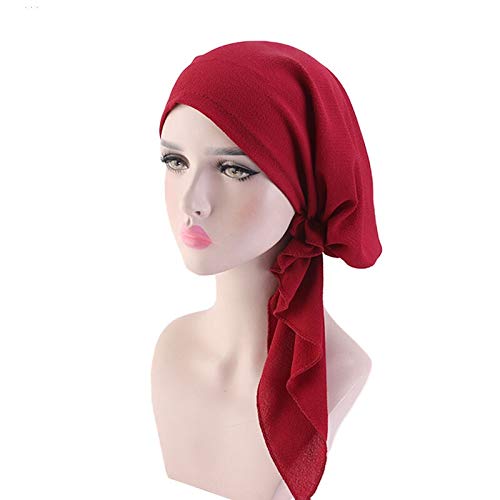 YXHUI Nueva Musulmanes Mujeres Pre-Atado Turbante señoras Impresas Beanies Caps pérdida del...