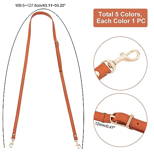 Image of PH PandaHall 5 Colors Cross Body Strap for Purse, 43~50 Inch Adjustable Leather Replacement Strap Handles Purse Strap Handle Handbag Straps with Golden Buckles for DIY Crochet Bags Shoulder Bags