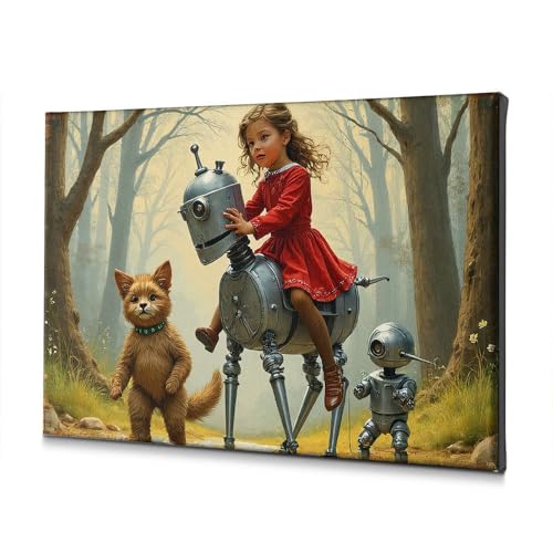 Tableau de salle de bain chat et robot pour réveiller l'enfant en vous