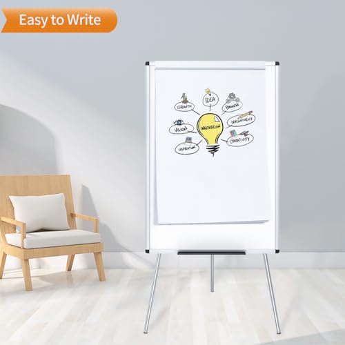 VIZ-PRO Light Magnetic Tripod Whiteboard/Flipchart Easel,24" W x 36" L, Include 1 x Flipchart Pad image 2
