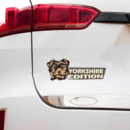 Image of Cute Dog Car Badge Laser Cutting Car Emblem,Funy 3D Acrylic Dogs Badge Rated Emblem Automotive Badge Decals and Stickers for Truck, Rv, Boat Exterior Decoration (Yorkshire)
