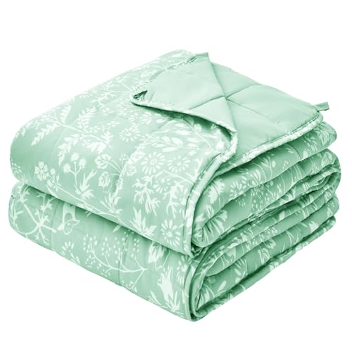 Image of yescool Weighted Blanket for Adults (15 lbs, 48 inch x 72 inch, Cerulean) Cooling Heavy Blanket for Sleeping Perfect for 140-160 lbs, Twin Size Breathable Blanket with Premium Glass Bead, Machine Washable