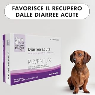 Diarrea Cane e Gatto – Dissenteria e Intestino Sensibile – Prebiotici e Fibre per Supporto Rapido per Disturbi Intestinali Acuti – PHARMACINQUEPET Reventlix 30 Compresse