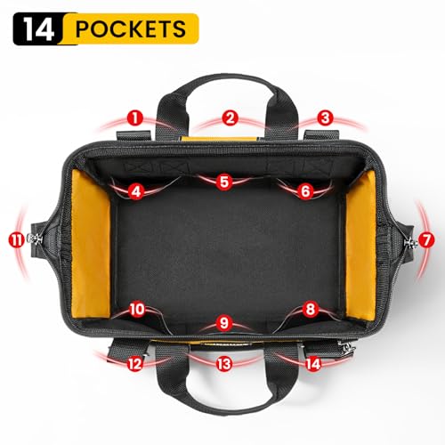 Sac à outils 38cm WINHUNT noir et jaune avec bandoulière réglable - 5