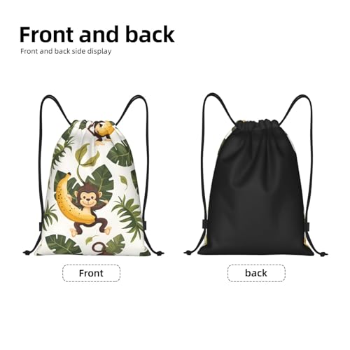 Monkey Banana Tree Drawstring Backpack for Women Men Lightweight Sports Gym Sackpack Cinch Bag Water Resistant Draw String Bags for Hiking Yoga Swimming Travel Beach3
