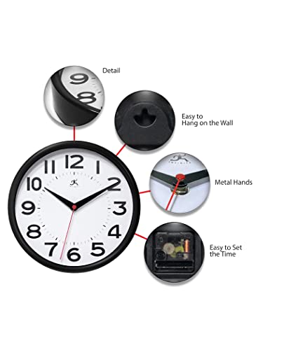 Horloge murale noire 9 pouces Metro par Infinity Instruments pour cuisine