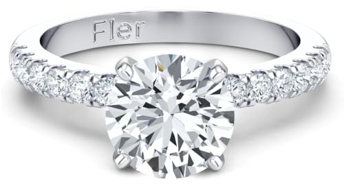 2CT Round Cut Moissanite Engagement Rings for Women, 8MM VVS1 D Color Center Stone with 16 Handmade Set Side Stones & Solid 925 Sterling Silver with 22K White Gold Filled, Wedding Ring for her