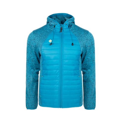 Izas - Chaqueta de Fibra para Hombre - Chaqueta Térmica con Mangas de Punto y Cierre de Cremallera - Material Transpirable Ideal para Actividades al Aire Libre - Noya Azul y Amarillo - Talla 2XL