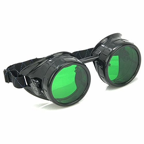 Steampunk Mad Scientist Goggles Rave Glasses Costume Eye Protection Goggles Welding Style Green - Thumbnail 6
