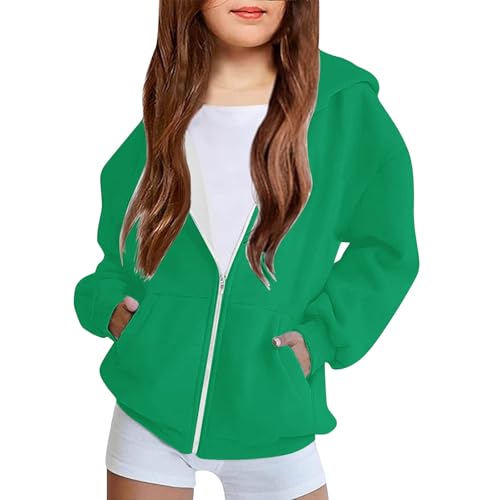 Oversized Zip up Hoodie for Girls Trendy Youth Hooded Sweatshirt Fall Cute Kid Y2k Jacket Casual Winter Teens Clothes
