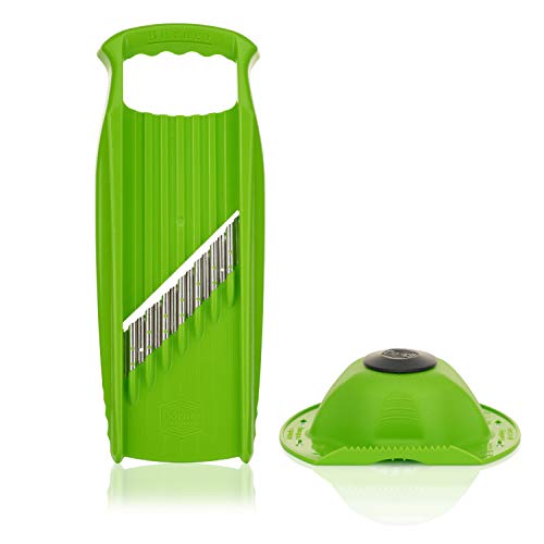 Welle-Waffel XXL Gemüseschneider Waffelschneider Gemüsehobel Wellenschneider Küchenreibe Gemüsereibe mit Fruchthalter