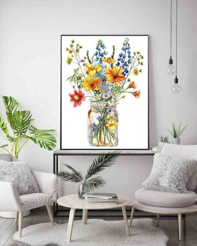 Image of DYAIANGMU Stamping Cross Stitch Kit,Flower Cross Stitch Kit for Adult Beginners, Full Line DIY Cross Stitch Stitching Kit for Home Decor Cross Stitch Patterns 15.7x11.8 inches