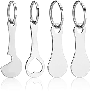 4Pcs Shopping Trolley Release Key Stainless Steel Shopping Trolley Token Removable Shopping Trolley Coin Keyring Round Shaped Shopping Trolley Remover