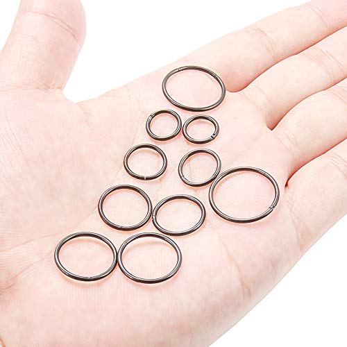 Dyknasz 10Pcs 16G Surgical Steel Hinged Clicker Segment Septum Lip Nipple Ring Hoop Cartilage Tragus Helix Sleeper Earrings Piercing Jewelry For Women Men 8Mm 10Mm 12Mm 14Mm 16Mm Black #TOP2