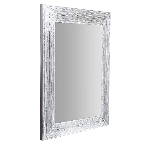 Everly Hart Collection Textured Framed Wall Mounted Accent Mirror, 16" X 20", White #TOP1