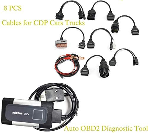 POWLAB OBD2 Scanner Bluetooth with 8 Cable, Auto Diagnostic Scanner Tool Reader TCS CDP Pro Plus Auto OBD2 Car Truck Scanner Diagnostic Tool for Autocom 2017