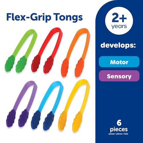 Image of Learning Resources Flex-Grip Tongs - Kids Tweezers, Montessori Grabber Tool, Fine Motor Skills, Sensory Bin Tools, Preschool Classroom Must Haves, Teacher Supplies, Gifts for Boys and Girls