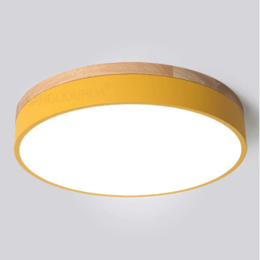 CHUNGYANG Led Solid Wood Ceiling Lights, 1800Lm Semi Flush Mount Ceiling Light Fixtures 5000K Daylight White Led Ceiling Lamp for Bedroom,Kitchen, Living Room, Hallway, Stairway, Garage