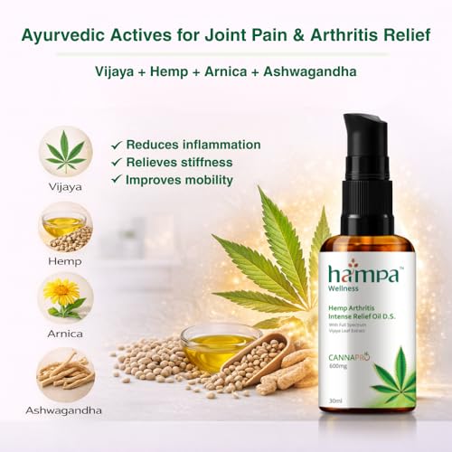 Image of Hampa Knee & Joint Pain Relief Oil 30ml | Arthritis Pain Relief Oil | Ayurvedic Double Strength Oil for Stiffness, Mobility & Chronic Joint Pain | With Vijaya, Hemp, Arnica & Ashwagandha