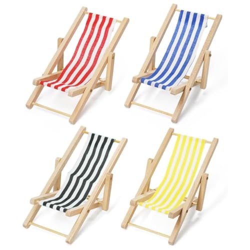 Miniatur-Strandstuhl, 4 Stück, Hölzerner Mini Deko Liegestuhl,...