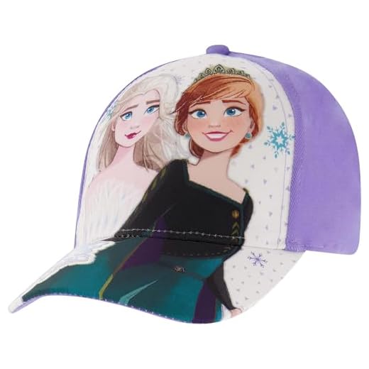 Disney Gorro de béisbol para niñas, Frozen Elsa & Anna, gorra ajustable para niños de 4 a 7 años, Púrpura, 4- 7 años