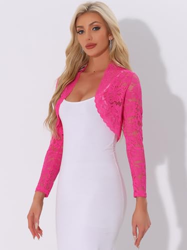 Image of Allegra K Women's Elegant Crop Cardigan Sheer Floral Lace Bolero Shrug Top