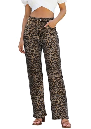 Image of ETTELO Women's Jeans Mid Waisted Straight Leg Loose Stretchy Lightweight Tummy Control Trendy Jeans for Women 2023