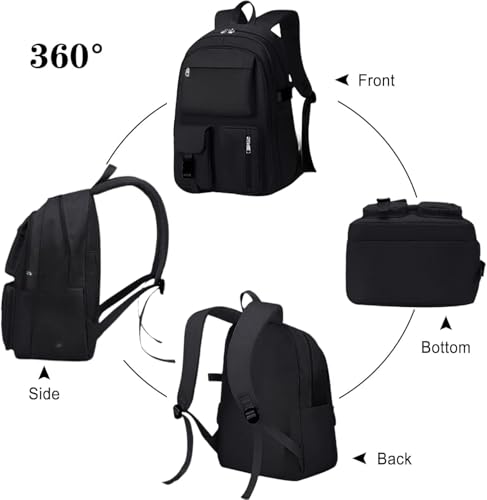 Image of Flamebird School Backpack for Women Girls Teen Girls 14 Inch Laptop Lightweight Water Resistant, A-Black